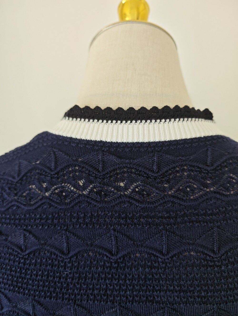 Self Portrait Navy Pointelle Knit Midi Dress - Picture 12 of 14